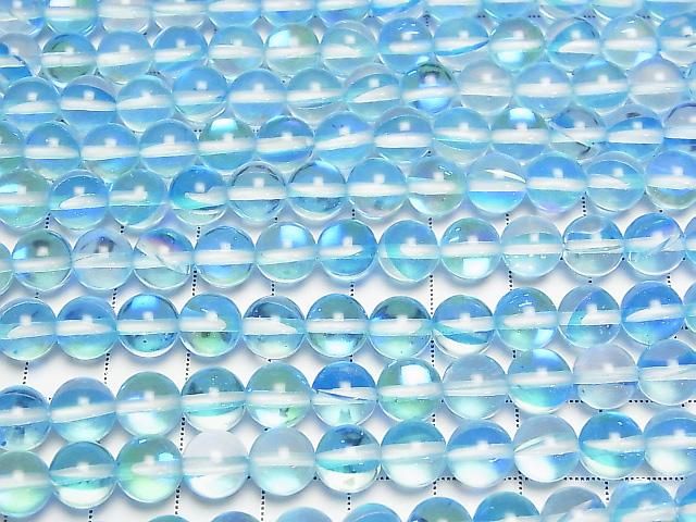 Aqua-blau Luna Flash rund 8mm 1strang Perlen (ca. 36 cm)