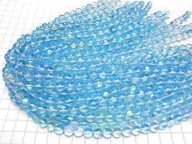Aqua-blau Luna Flash rund 8mm 1strang Perlen (ca. 36 cm)