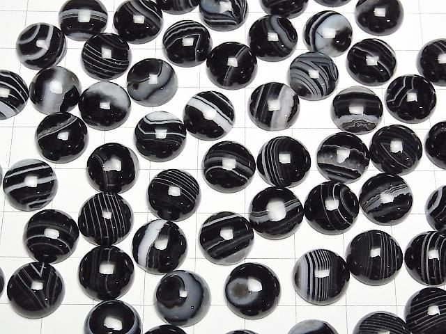 Gestreifter Onyx AAA Rund Cabochon 12x12mm 5 Stück