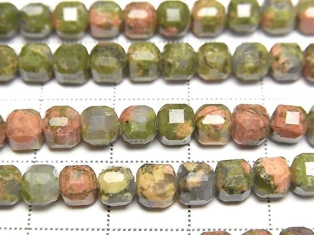 Hochwertig! Unakit Würfelform 5x5x5mm 1Strang Perlen (ca. 15 Zoll/36 cm)