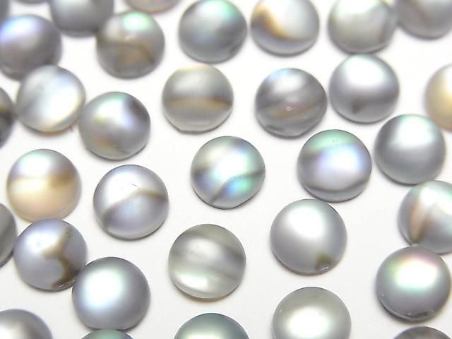 Abalone-Schale x Mattierter Quarz AAA Runde Cabochon 6x6mm 4Stücke