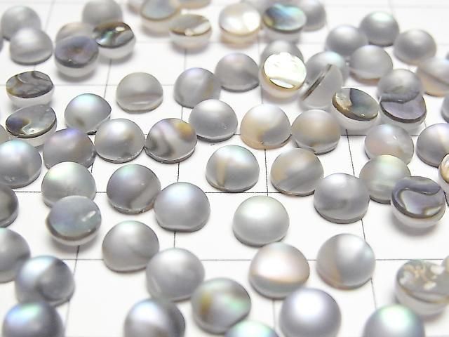 Abalone-Schale x Mattierter Quarz AAA Runde Cabochon 6x6mm 4Stücke