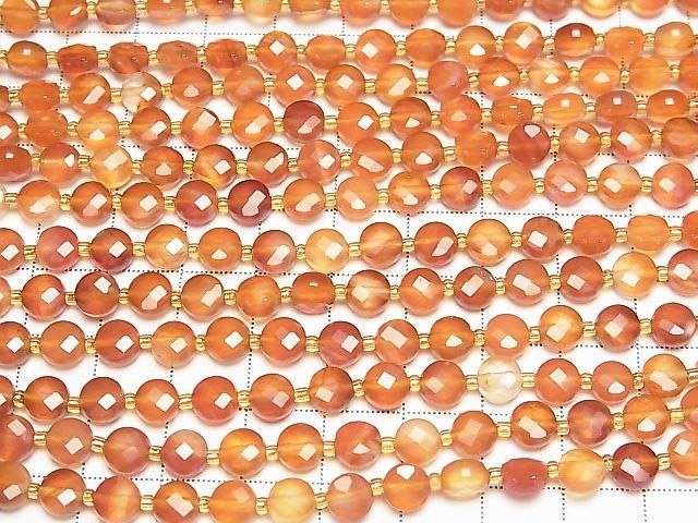 Hochwertig! Gemischter Karneol Facettierte Münze 6x6x4mm 1Strang Perlen (ca. 15 Zoll/37 cm)