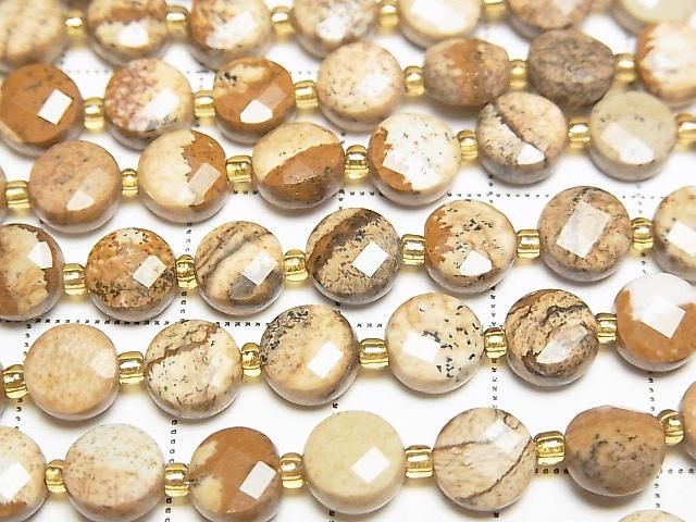 Hochwertig! Bild Jasper Facettierte Münze 6x6x4mm 1Strang Perlen (ca. 15 Zoll/37 cm)