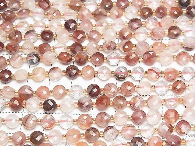 Hochwertig! Roter Hematoidquarz Facettierte Münze 6x6x4mm Halb oder 1Strang Perlen (ca. 15 Zoll/36 cm)