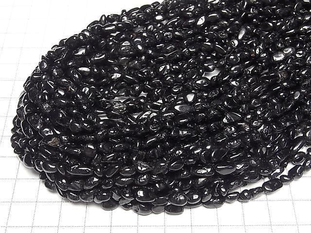 Schwarzer Turmalin Kleine Größe Nugget 1strang Perlen (ca. 14 Zoll/35 cm)