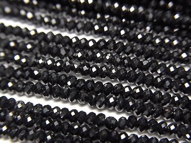 Hohe Qualität! Schwarzer Turmalin AAA- Facettierte Knopf Rondelle 2x2x1mm 1strang Perlen (ca. 15 Zoll/37 cm)