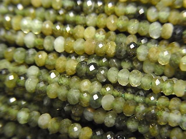 Hochwertig! Grüner Turmalin AA++ facettierte Knopf-Rondelle 2x2x1mm 1Strang Perlen (ca. 15 Zoll/37 cm)