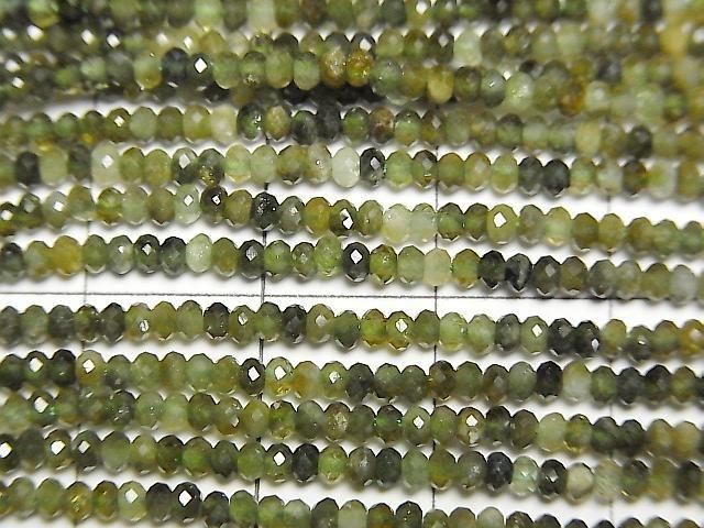 Hochwertig! Grüner Turmalin AA++ facettierte Knopf-Rondelle 2x2x1mm 1Strang Perlen (ca. 15 Zoll/37 cm)
