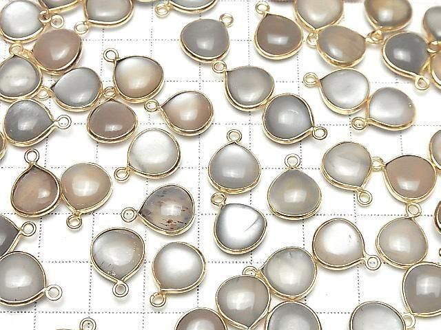 Braun-Grauer Mondstein AA++ Zargenfassung Kastanie 11x11mm 18KGP 2Stück