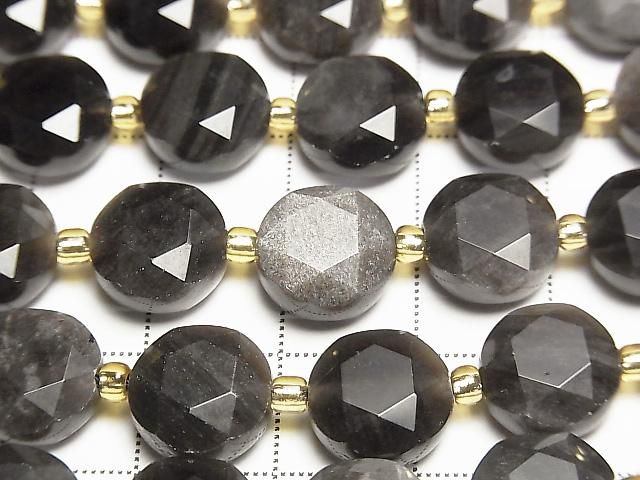 Hochwertig! Silberobsidian AAA Hexagram facettiert Münze 10,5x10,5x5,5mm Halb- oder 1 Strang Perlen (ca. 15 Zoll/36 cm)