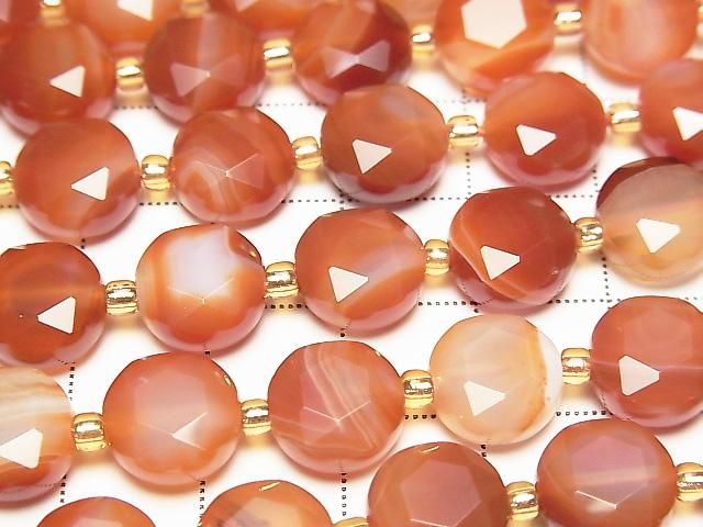 High Quality! Carnelian, Sardonyx Hexagram Faceted Coin 10x10x5.5mm half or 1strand beads (aprx.15inch/36cm)