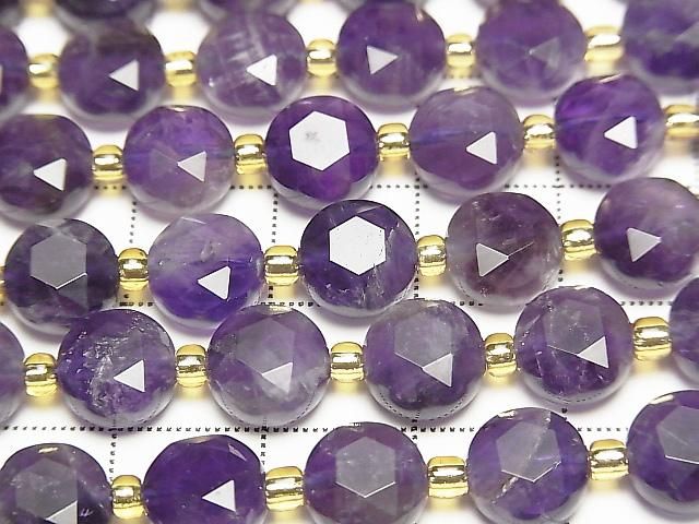 Hochwertig! Amethyst AA++ Hexagram facettiert Münze 8,5x8,5x5mm 1 Strang Perlen (ca. 15 Zoll/36 cm)