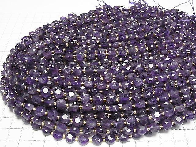 Hochwertig! Amethyst AA++ Hexagram facettiert Münze 8,5x8,5x5mm 1 Strang Perlen (ca. 15 Zoll/36 cm)