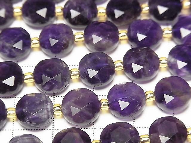 Hochwertig! Amethyst AA++ Hexagram facettiert Münze 10x10x6mm Halb- oder 1 Strang Perlen (ca. 15 Zoll/36 cm)