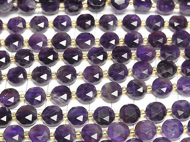 Hochwertig! Amethyst AA++ Hexagram facettiert Münze 10x10x6mm Halb- oder 1 Strang Perlen (ca. 15 Zoll/36 cm)