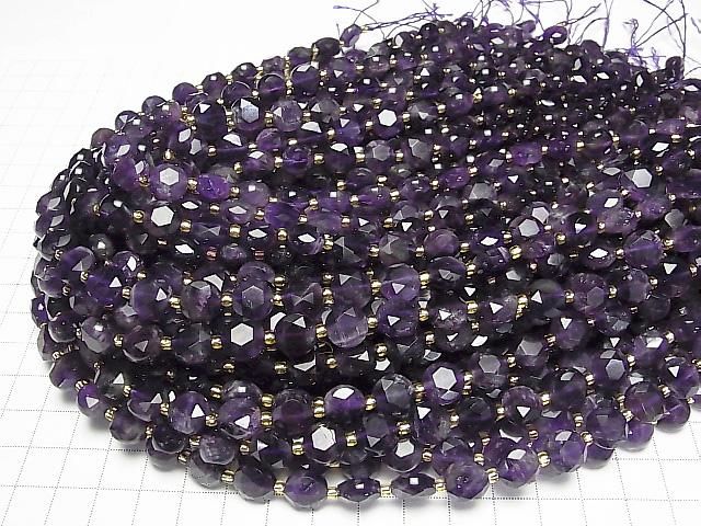 Hochwertig! Amethyst AA++ Hexagram facettiert Münze 10x10x6mm Halb- oder 1 Strang Perlen (ca. 15 Zoll/36 cm)