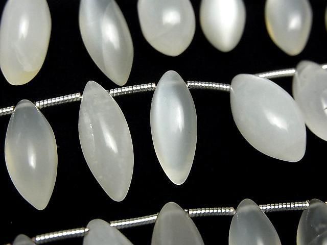 Weißer Mondstein AA++ Marquise Reis (glatt) halb oder 1strang Perlen (18 Stück)