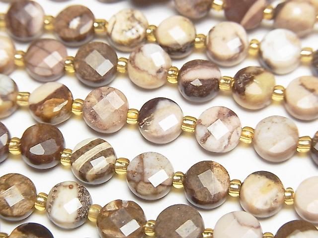 Hochwertig! Cappuccino-Jaspis facettierte Münze 6x6x4mm 1strang Perlen (ca. 15 Zoll/37 cm)