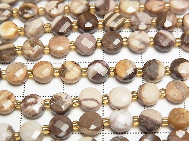Hochwertig! Cappuccino-Jaspis facettierte Münze 6x6x4mm 1strang Perlen (ca. 15 Zoll/37 cm)