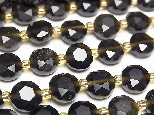 High Quality! Golden Obsidian AAA- Hexagram Faceted Coin 8x8x5mm 1strand beads (approx. 15 inches/37 cm)