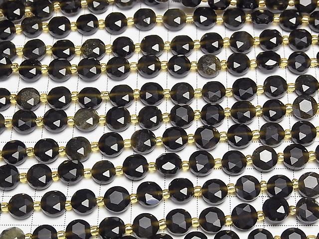 High Quality! Golden Obsidian AAA- Hexagram Faceted Coin 8x8x5mm 1strand beads (approx. 15 inches/37 cm)