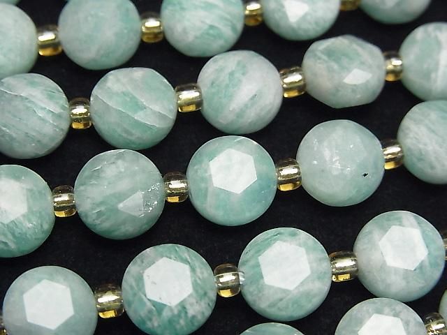 Hochwertig! Amazonit AA Hexagramm facettierte Münze 8x8x5mm halb oder 1strang Perlen (ca. 15 Zoll/36 cm)