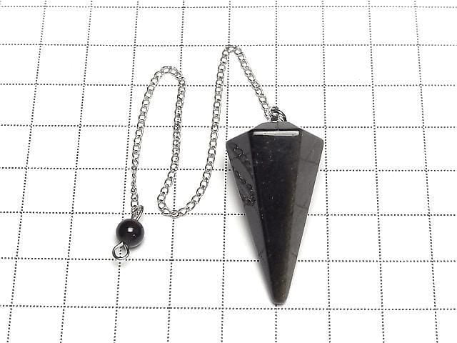 Goldener Obsidian AAA- Pendel 36x19x19mm mit Kette 1 Stück