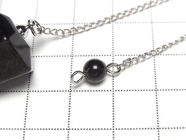 Goldener Obsidian AAA- Pendel 36x19x19mm mit Kette 1 Stück