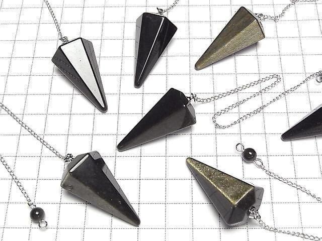Goldener Obsidian AAA- Pendel 36x19x19mm mit Kette 1 Stück