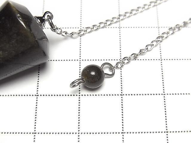 Goldener Obsidian AAA- Pendel (glatt) 36x18x18mm mit Kette 1 Stück