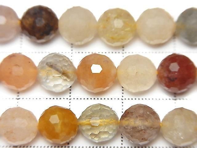 High Quality! Multicolor Rutilated Quartz AA+ 128 Faceted Round 8mm Half or 1strand beads (approx. 15 inches/36 cm)
