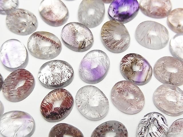 Elestialquarz AAA- Ovaler Cabochon 10x8mm 5 Stück