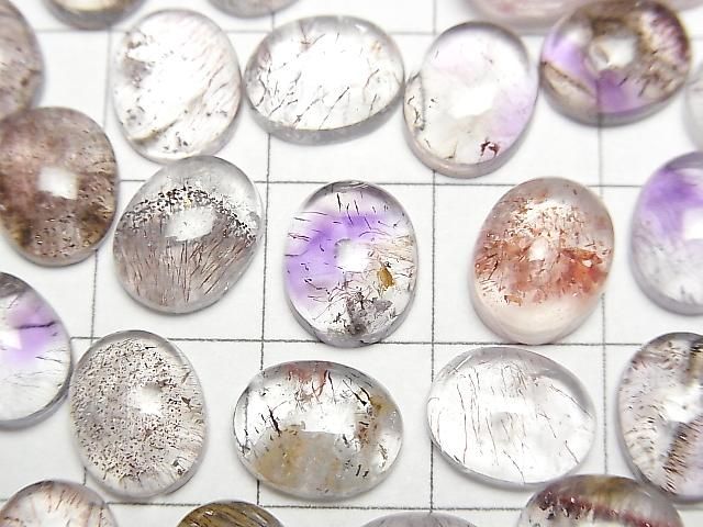 Elestialquarz AAA- Ovaler Cabochon 10x8mm 5 Stück