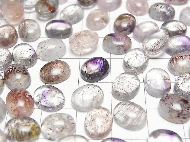 Elestialquarz AAA- Ovaler Cabochon 10x8mm 5 Stück
