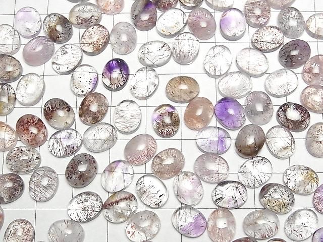 Elestialquarz AAA- Ovaler Cabochon 10x8mm 5 Stück