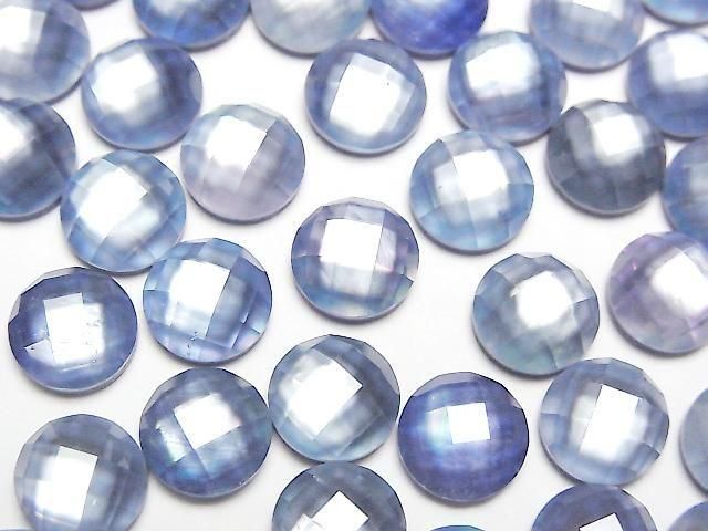 Lapislazuli x Weiße Muschel x Kristall AAA Rund Facettiert Cabochon 8x8mm 3Stück