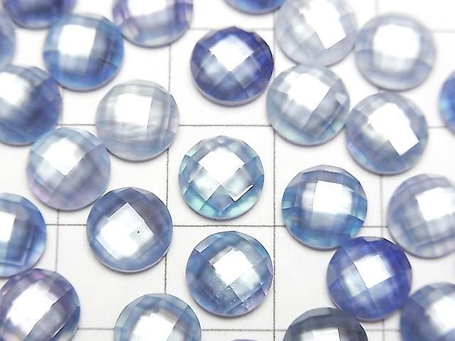 Lapislazuli x Weiße Muschel x Kristall AAA Rund Facettiert Cabochon 8x8mm 3Stück