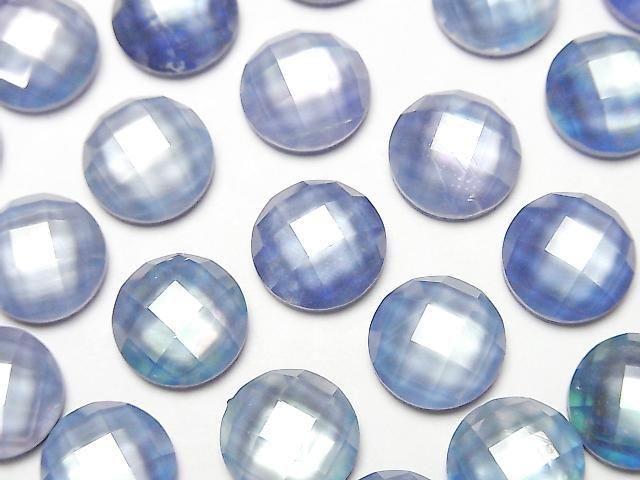 Lapislazuli x Weiße Muschel x Kristall AAA Rund Facettiert Cabochon 10x10mm 2Stück