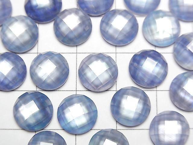 Lapislazuli x Weiße Muschel x Kristall AAA Rund Facettiert Cabochon 10x10mm 2Stück