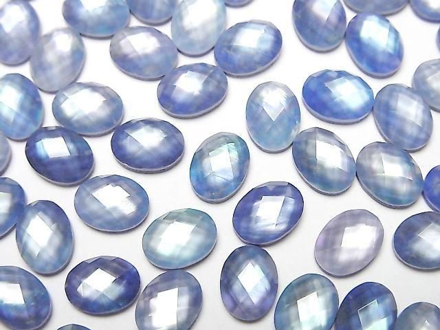 Lapislazuli x Weiße Muschel x Kristall AAA Oval Facettiert Cabochon 8x6mm 3Stück