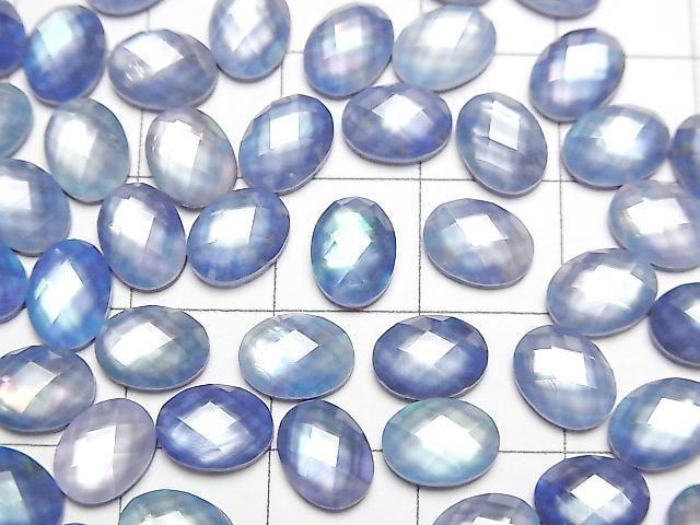 Lapislazuli x Weiße Muschel x Kristall AAA Oval Facettiert Cabochon 8x6mm 3Stück