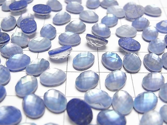 Lapislazuli x Weiße Muschel x Kristall AAA Oval Facettiert Cabochon 8x6mm 3Stück