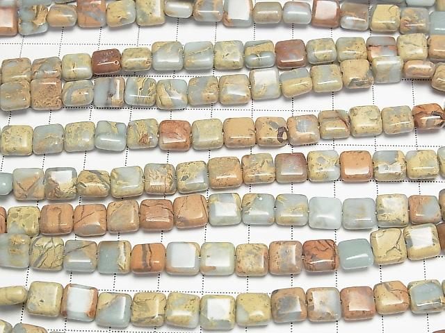 Impression-Jaspis Quadrat 8x8x4mm 1strang Perlen (ca. 15 Zoll/38 cm)