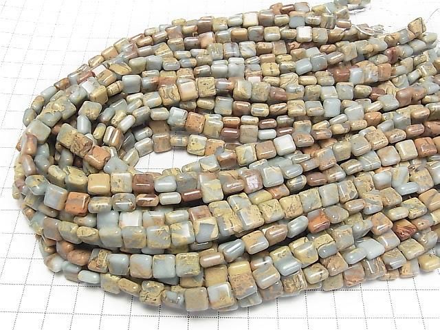 Impression-Jaspis Quadrat 8x8x4mm 1strang Perlen (ca. 15 Zoll/38 cm)