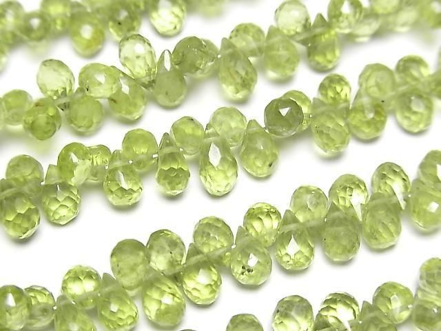 Hochwertiger Peridot AA++ Tropfen facettierte Briolette 1strang Perlen (ca. 7 Zoll/17 cm)