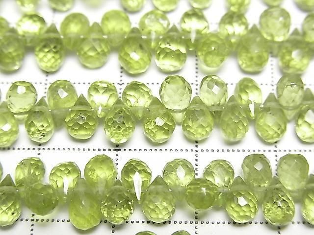 Hochwertiger Peridot AA++ Tropfen facettierte Briolette 1strang Perlen (ca. 7 Zoll/17 cm)
