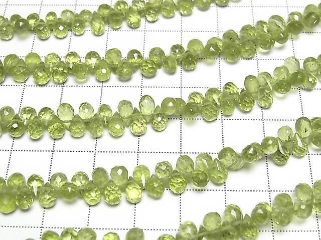 Hochwertiger Peridot AA++ Tropfen facettierte Briolette 1strang Perlen (ca. 7 Zoll/17 cm)