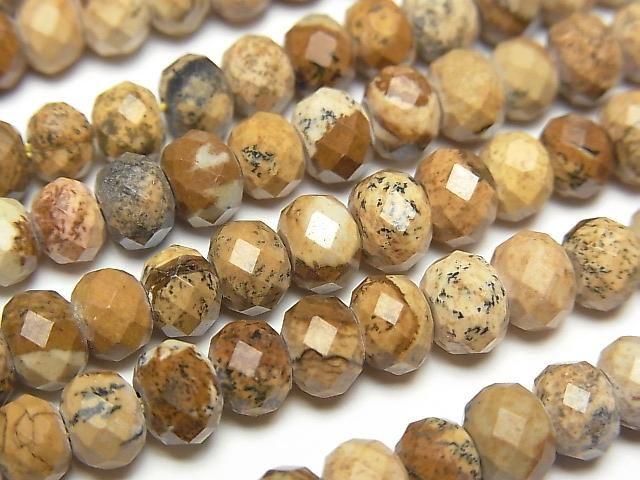 Hochwertig! Picture Jasper facettierte Knopf-Rondelle 6x6x5mm 1Strang Perlen (ca. 15 Zoll/36 cm)
