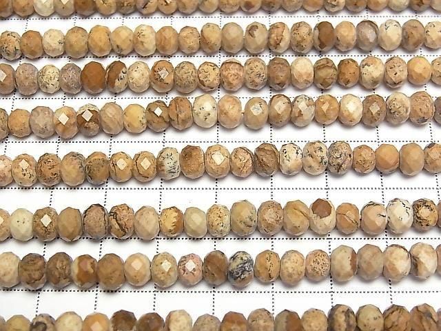 Hochwertig! Picture Jasper facettierte Knopf-Rondelle 6x6x5mm 1Strang Perlen (ca. 15 Zoll/36 cm)
